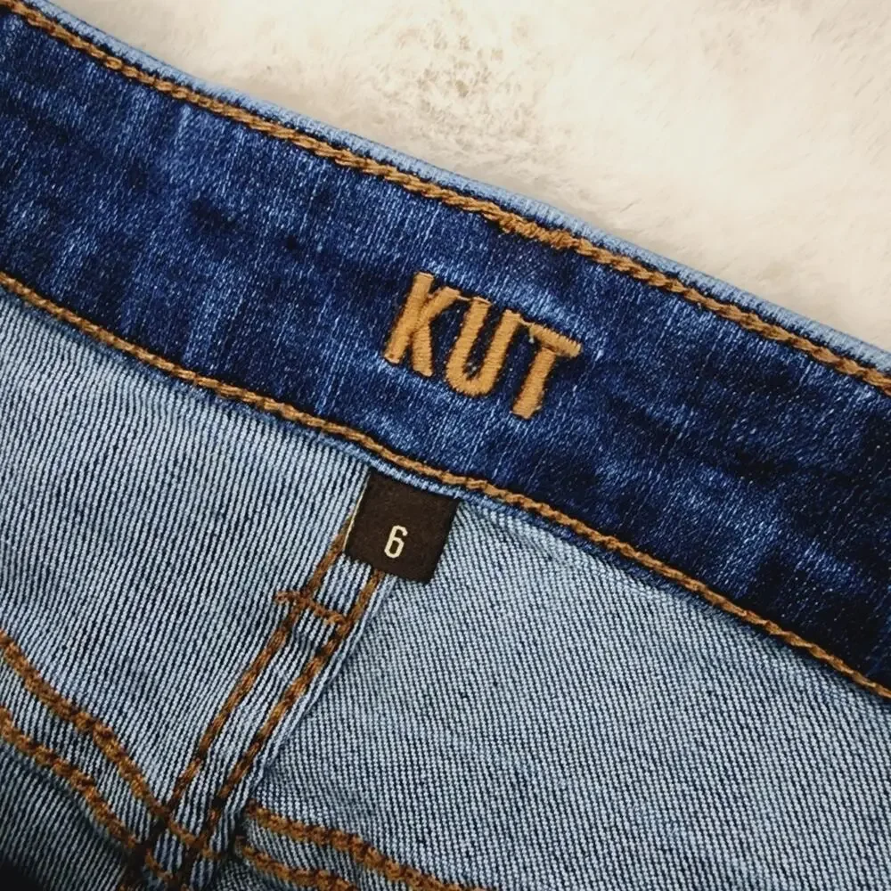 Kut From The Kloth Gidget Fray Hem High Waisted Denim Shorts NWT Dark Wash 6